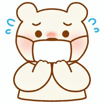 風邪ひきしろくま しろくま,クマ,動物,風邪,マスク,病気,汗,熱,イメージ,イラストのイラスト素材