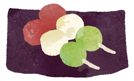 手書きの和菓子（三色団子） 手書き,三色団子,花見団子,団子,花見,縁起物,縁起,伝統色,日本,春のイラスト素材