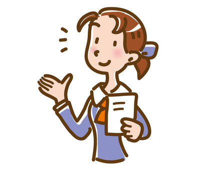 Young woman explaining with documents, , JPG, PNG and AI