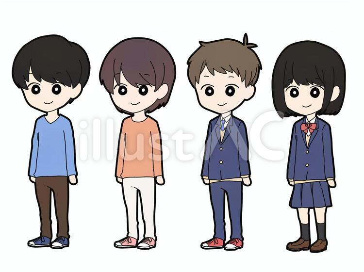 使いやすい人物素材 人物,制服,高校生のイラスト素材