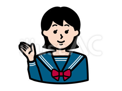 女子生徒(セーラー服・右手を上げる)