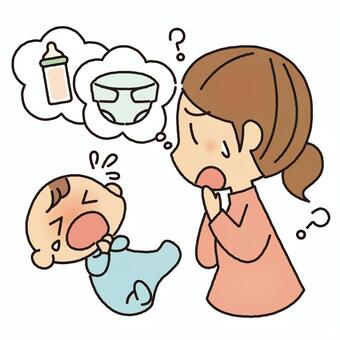 Illustration, baby, cry, parenting, JPG, PNG and AI