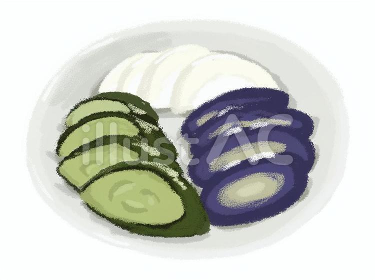 漬け物。きゅうりと大根とナス。 漬け物,食べ物,キュウリのイラスト素材