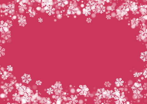 雪の結晶が舞うフレーム　レッド背景 雪,スノーフレーク,冬,結晶,赤,レッド,白,ホワイト,背景,壁紙のイラスト素材