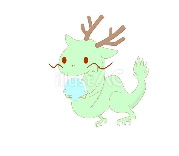 緑龍(水晶)  ドラゴン,かわいい,水晶のイラスト素材