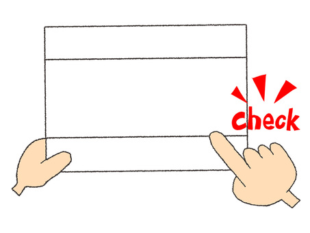 指差し 指差し,手,紙,空欄,記入欄,チェック,pop調,手描き,挿絵,ワンポイントのイラスト素材