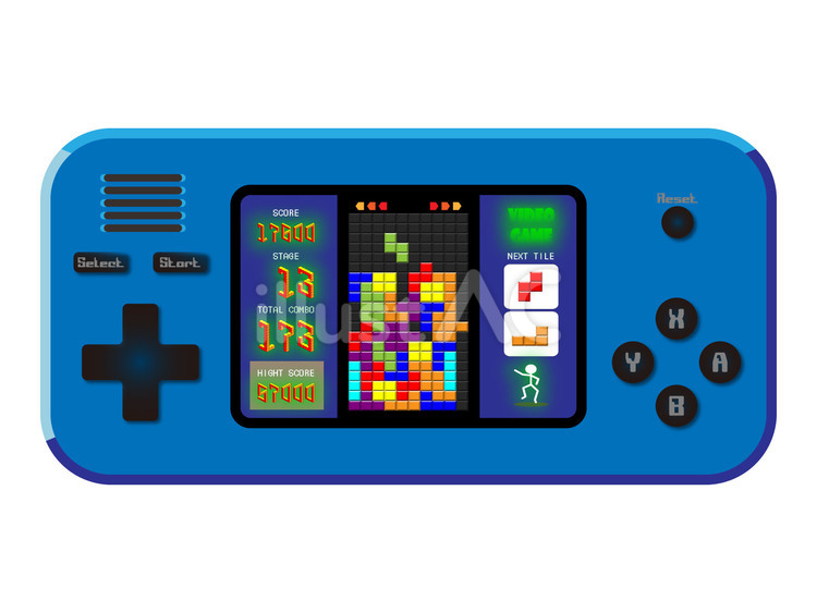 携帯ゲーム機（横型）パズルゲーム画面 横型,携帯,ゲーム機のイラスト素材