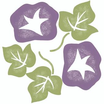 スタンプ風イラスト　朝顔 朝顔,花,植物,葉,7月,8月,ハンコ,消しゴムハンコ,スタンプ,はんこのイラスト素材