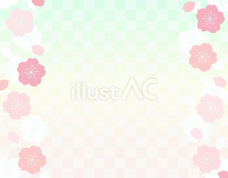 春の桜と和柄の綺麗なフレーム素材　3 春,桜,フレームのイラスト素材