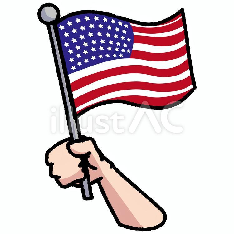 アメリカ国旗を手に持つイラスト 国旗,持つ,手のイラスト素材
