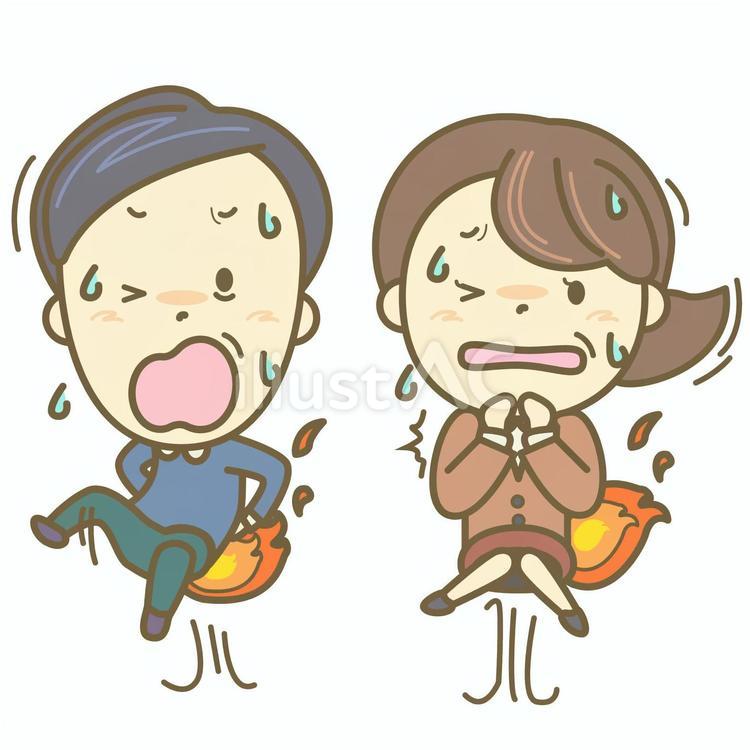 お尻に火が付いた人たち 男性,女性,お尻のイラスト素材