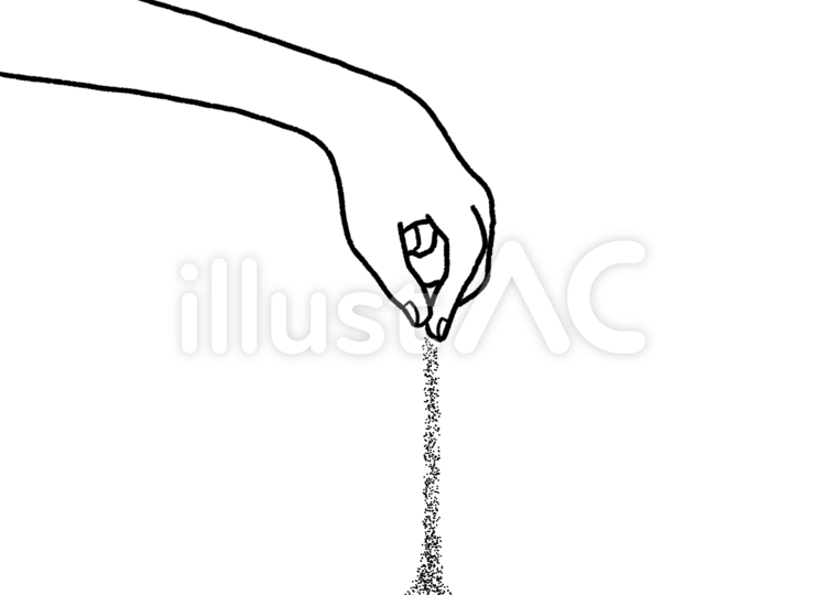 砂をつまんで指先でこぼす線のみイラスト 人物,手,指先のイラスト素材