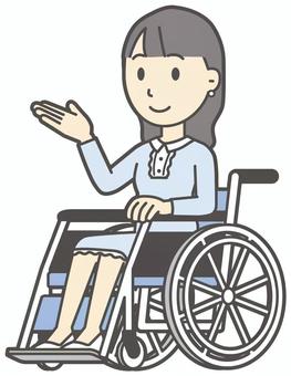  ワンピースお嬢様-300-全身 車いす,お嬢様,女性,女の子,オシャレ,人物,かわいい,障害者,車椅子,手かざしのイラスト素材