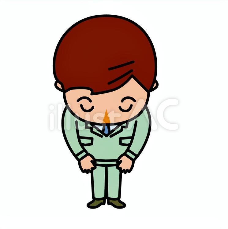 人物-案内-工事-m04 申し訳ありません,頭を下げる,責任者のイラスト素材