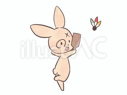 羽子板をするうさぎ