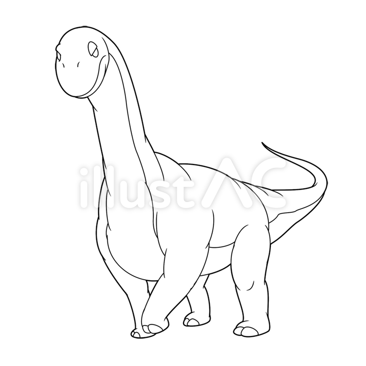 竜脚形モンスター（塗り絵） ブラキオサウルス,恐竜,ぬりえのイラスト素材