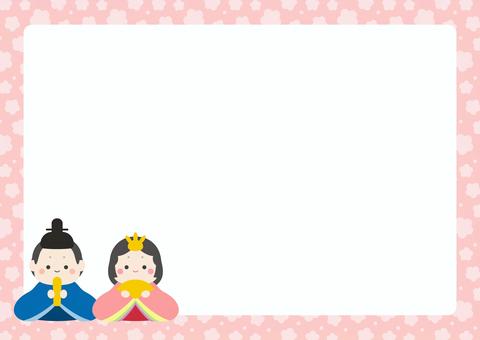 ひな祭りの和柄フレーム、花柄の飾り枠