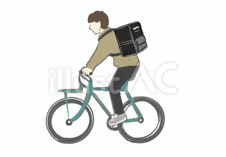 テイクアウト商品の配達員 配達,テイクアウト,自転車のイラスト素材