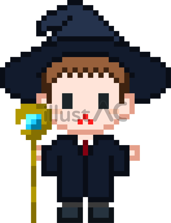 ドット絵の魔法学校の男の子です。 ドット絵,魔法学校,学生のイラスト素材