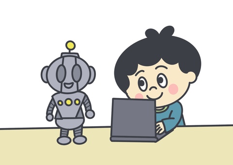 Illustration, programming, robot, computer, 
