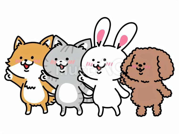 あれ見て！指差し示す動物たち 指差し,人差し指,1番のイラスト素材