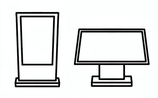 デジタルサイネージ 白黒 デジタルサイネージ 白黒 デジタルサイネージ,シンプル,白黒,縦型,横型,電子看板,電子広告,広告媒体,電子案内のイラスト素材