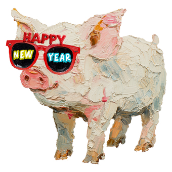 Illustration, a pig, lunar month, animal, 