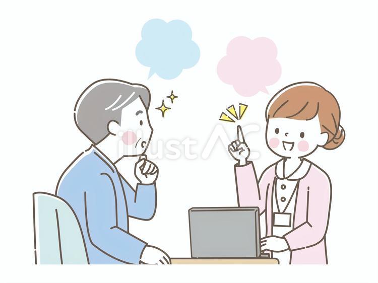 問診する看護士と相談するシニア男性 看護師,看護士,ナースのイラスト素材
