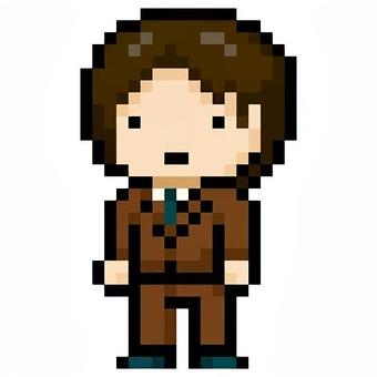スーツ・男性２ スーツ,男性,働く人,人間,ピクセルアート,ドットのイラスト素材