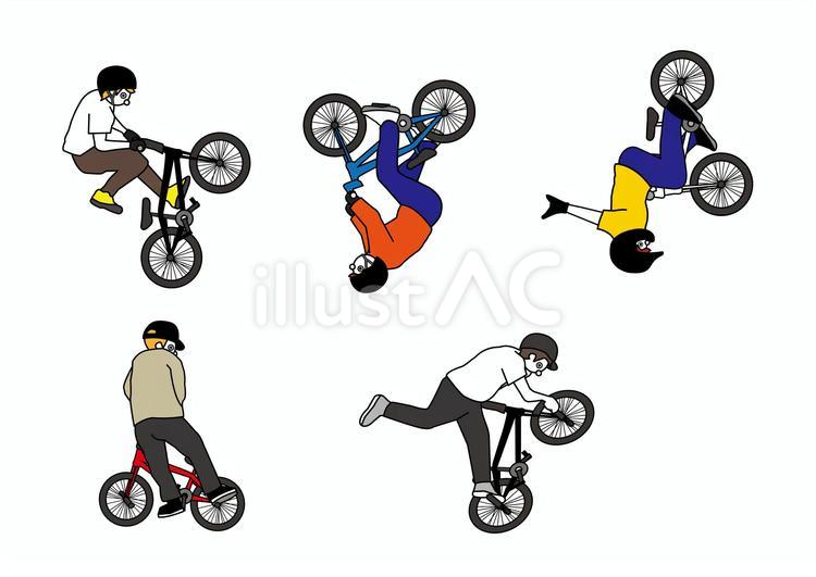 BMXする男の子５カット アーバンスポーツ,スポーツ,bmxのイラスト素材