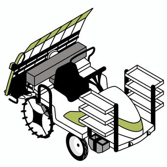 アイソメトリック　田植え機 農作業,稲作,農業用機械,田植え機,田植え,アイソメトリック,線画のイラスト素材