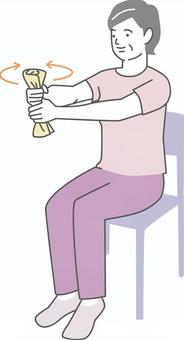 にぎにぎ体操 体操,認知症予防,運動,椅子ストレッチ,リハビリ,高齢者,シニアのイラスト素材