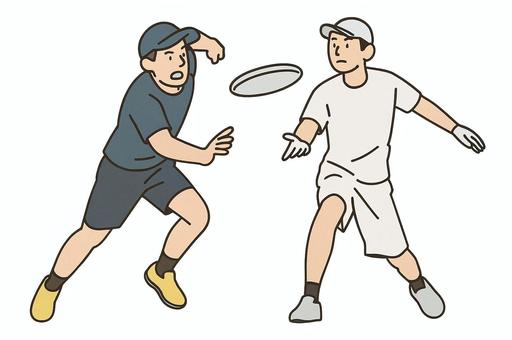 アルティメットで競り合う選手たち アルティメット,フライングディスク,スポーツ,チーム競技,パス,キャッチ,スピード,運動,屋外,青春のイラスト素材