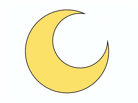 三日月黄色線あり 三日月,白背景,シンプル,ハロウィン,イベント,手書き,手描き,天体,月見,秋のイラスト素材