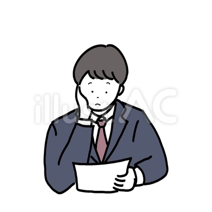 プリントを読む男性