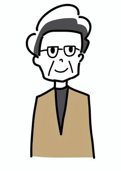 笑顔のシニア男性 笑顔,眼鏡,ほほえむ,高齢者,シニア,おじいちゃん,男性,老人,シンプル,ラフタッチのイラスト素材