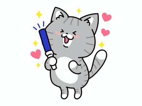 推し活！青担当の猫ちゃん ねこ,青担当,推し活,推し事,推しメン,好き,愛,オタ活,尊い,コンサートのイラスト素材