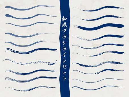 和風筆ブラシライン藍色 和風筆ブラシライン藍色 和風,藍色,筆,ブラシ,ライン,飾り罫,罫線,あしらい,デザイン,素材のイラスト素材