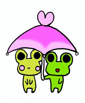 相合傘 相合傘 カエル,傘,梅雨のイラスト素材