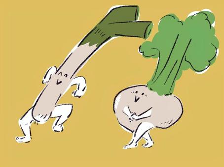 Illustration, leek, turnip, vegetables, 