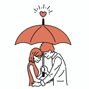 A man and a woman who close the distance with an umbrella and a heart, , JPG, PNG and AI