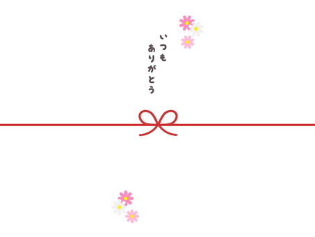 Noshi with "thank you always" illustration, iron, a piece of paper, wrapping, JPG, PNG and AI