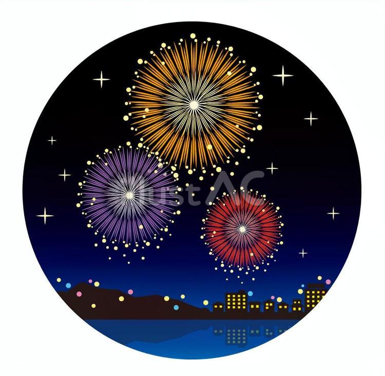 花火06(黄紫赤) 花火,アイコン,あしらいのイラスト素材