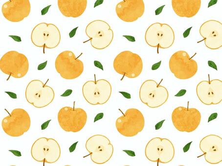 和梨_水彩風パターン2 梨,和梨,果物,食べ物,秋,パターン,壁紙,シームレス,水彩風,かわいいのイラスト素材