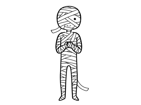ミイラ（線画） ミイラ,怪物,化け物,モンスター,ハロウィン,シンプル,線,線画,アイコン,サムネのイラスト素材