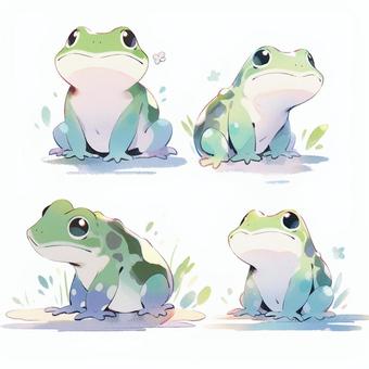 Illustration, a frog, amphibian, green, 