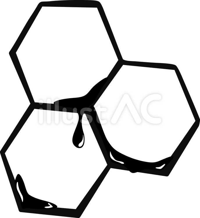 ハチ04-巣-黒 蜂の巣,はちの巣,ハチの巣のイラスト素材