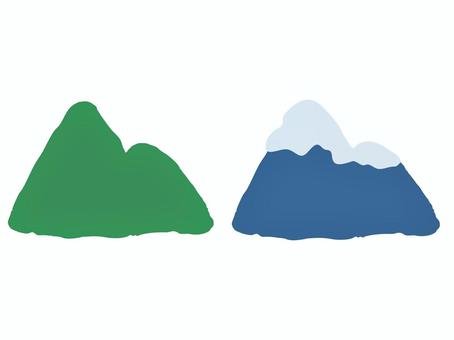 雪山と山イラスト2種セット 山,自然,風景,雪山,アウトドア,登山,ハイキング,キャンプ,旅行,地形のイラスト素材