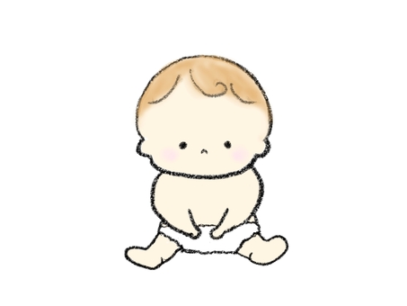 Baby in a diaper sitting♪, , JPG and PNG