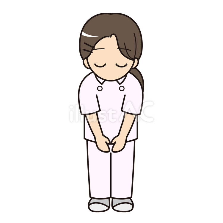 お辞儀をする看護師服の女性 人物,女性,若いのイラスト素材